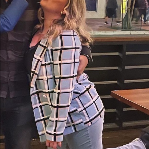 Topshop Light Blue Plaid Blazer - Picture 7 of 7